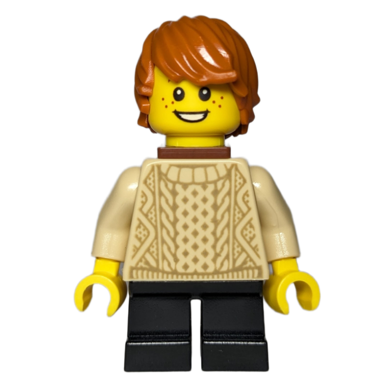 LEGO Kid - Tan Torso, Black Legs, Dark Orange Hair (fig-013631)