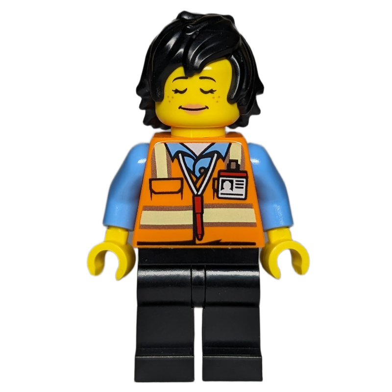 LEGO Orange Torso, Black Legs, Black Hair (fig-013634)