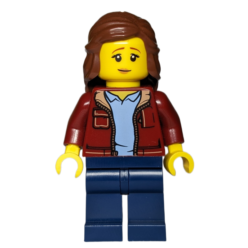 LEGO Dark Red Torso, Dark Blue Legs, Reddish Brown Hair (fig-013636)