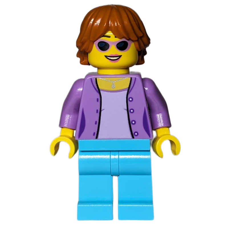 LEGO Medium Lavender Torso, Medium Azure Legs, Dark Orange Hair (fig-013638)