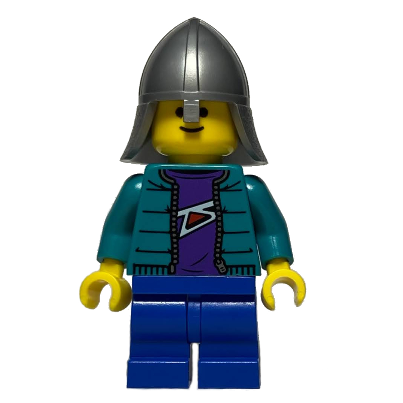 LEGO Child - Dark Turquoise Torso, Blue Medium Legs, Flat Silver Knight Helmet (fig-013641)