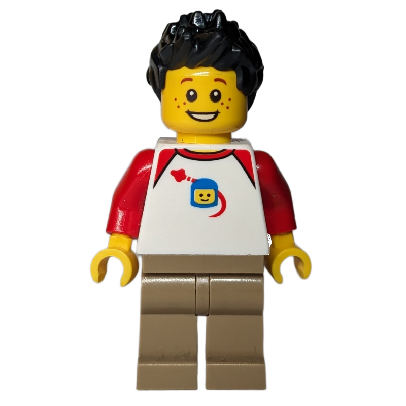 LEGO White Torso, Dark Tan Legs, Black Hair (fig-013644)