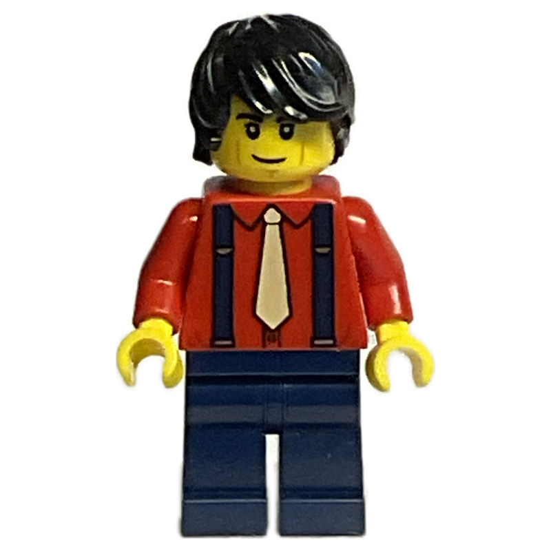 LEGO Red Torso, Dark Blue Legs, Black Hair (fig-013647)