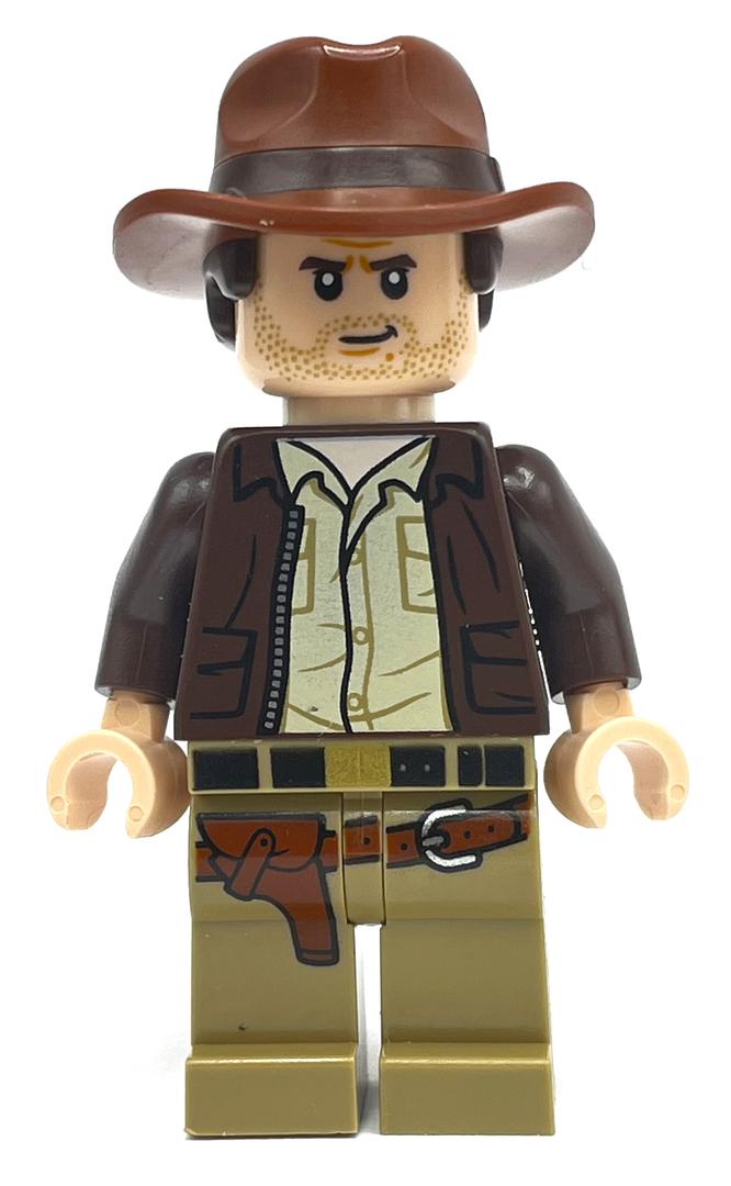 LEGO Indiana Jones in Dark Brown Jacket, Tan Shirt, Light Nougat Hands (fig-013687)