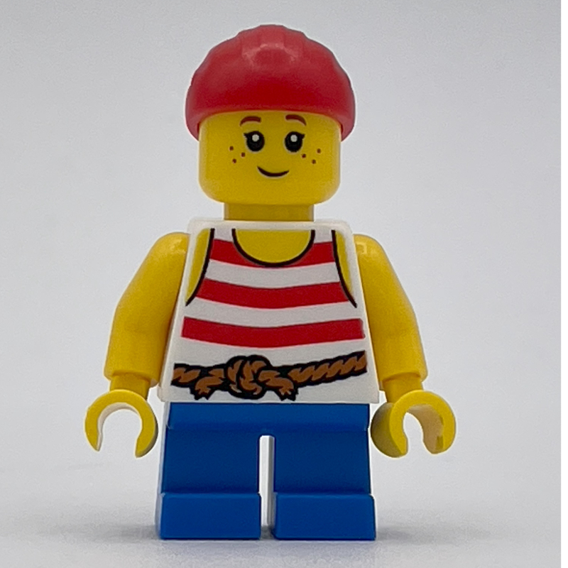 LEGO Kid Pirate - Red Striped Shirt, Blue Legs, Red Bandana (fig-013695)