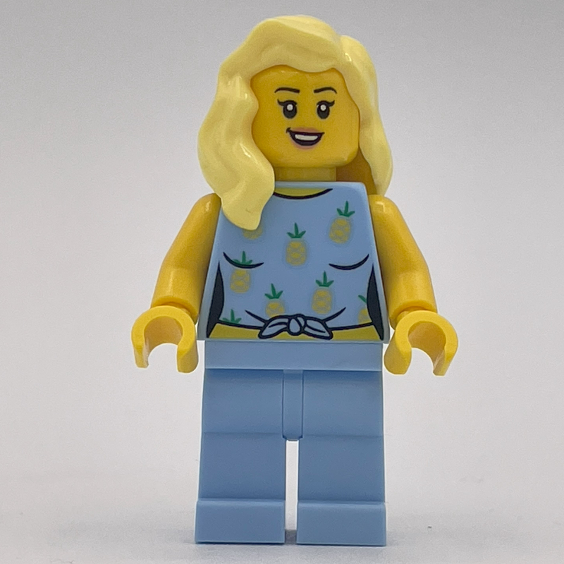 LEGO Woman, Bright Light Blue Outfit with Pineapples (fig-013932)