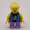 Boy, Dark Blue Banana Shirt, Short Medium Lavender Legs