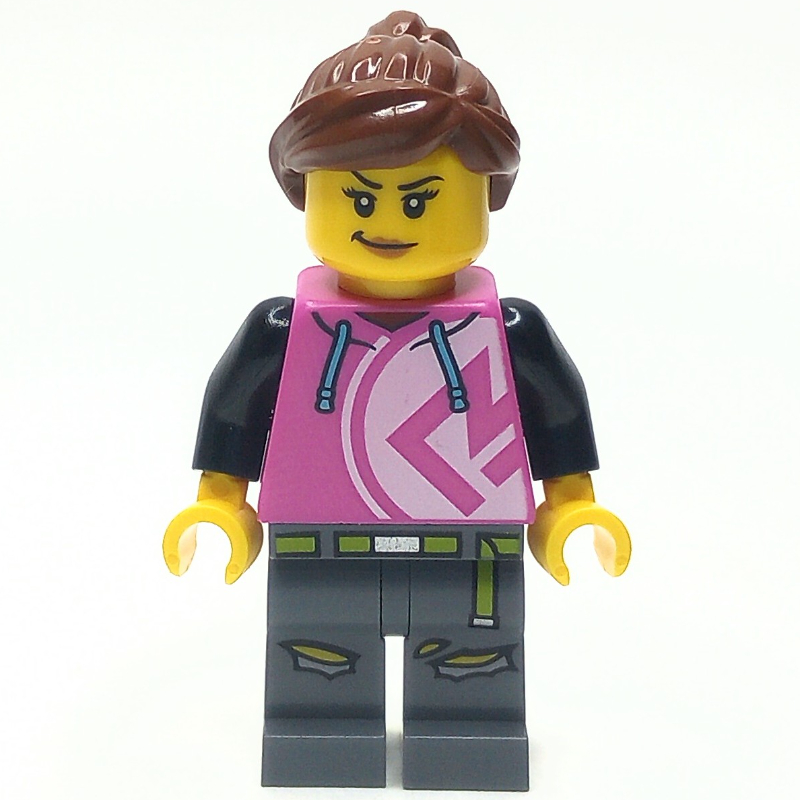 LEGO Woman, Dark Pink Hoodie, Dark Bluish Gray Legs (fig-013936)