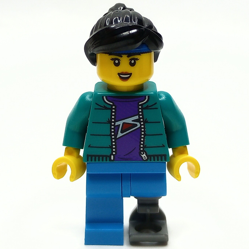 LEGO Woman, Dark Turquoise Jacket, Prosthetic Leg (fig-013937)