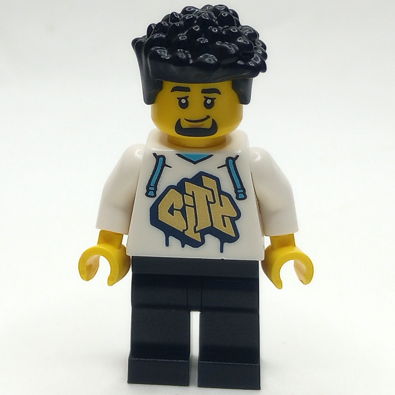 LEGO Man, White Hoodie, Black Legs (fig-013938)