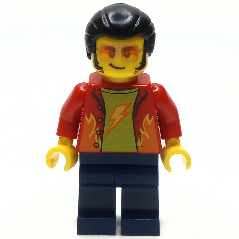 LEGO Man, Red Jacket, Dark Blue Legs, Orange Glasses (fig-013946)