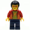 Man, Red Jacket, Dark Blue Legs, Orange Glasses