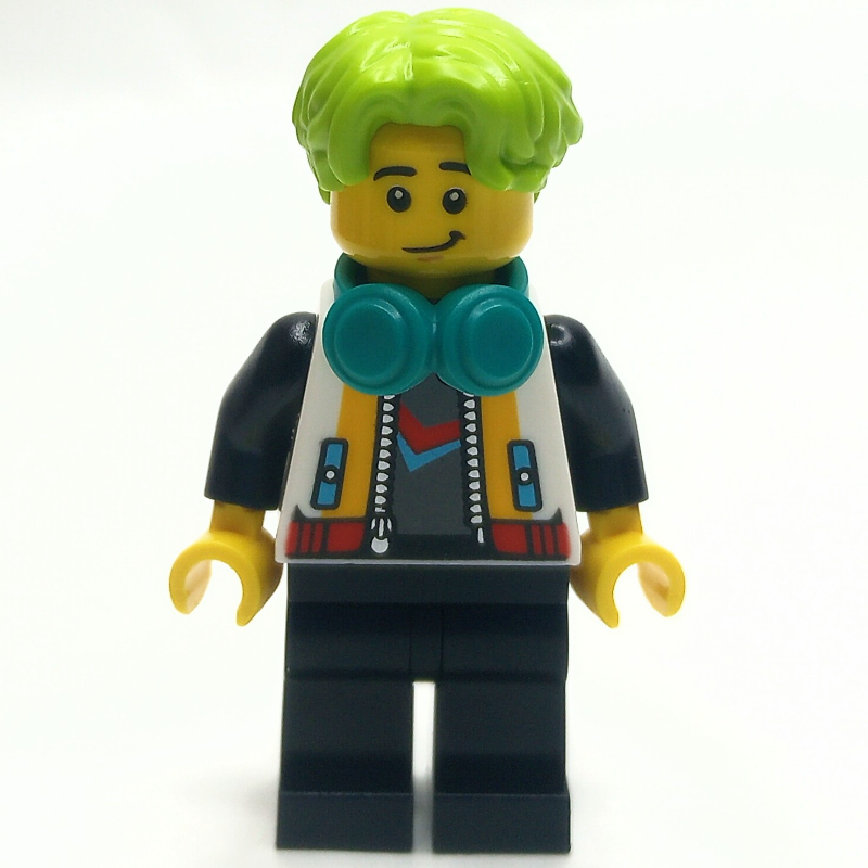 LEGO Blogger, White Jacket, Black Legs, Lime Hair (fig-013951)