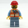 Construction Worker, Orange Safety Vest, Sand Blue Legs, Red Hard Hat
