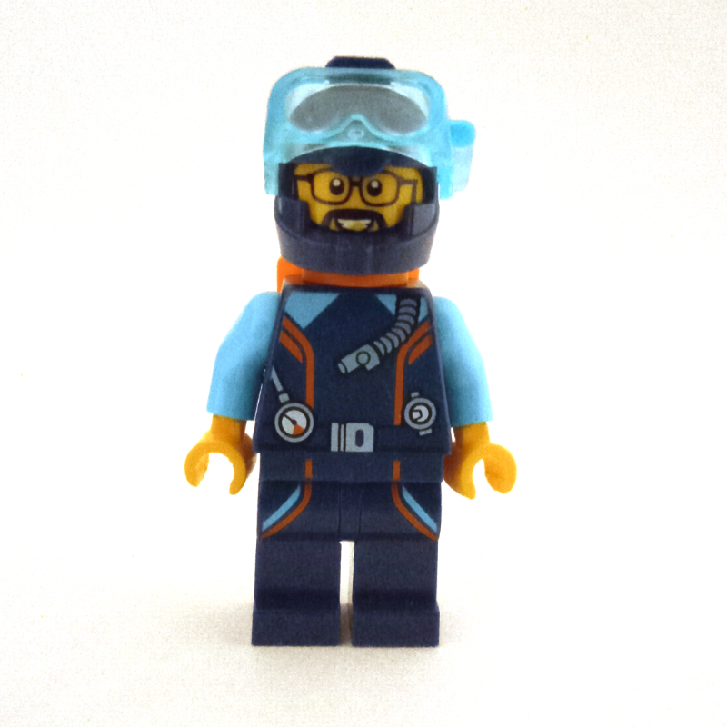 LEGO Ocean Explorer Diver, STEVEGOESNORTH, Dark Blue Wetsuit and Helmet, Beard and Glasses (fig-013963)