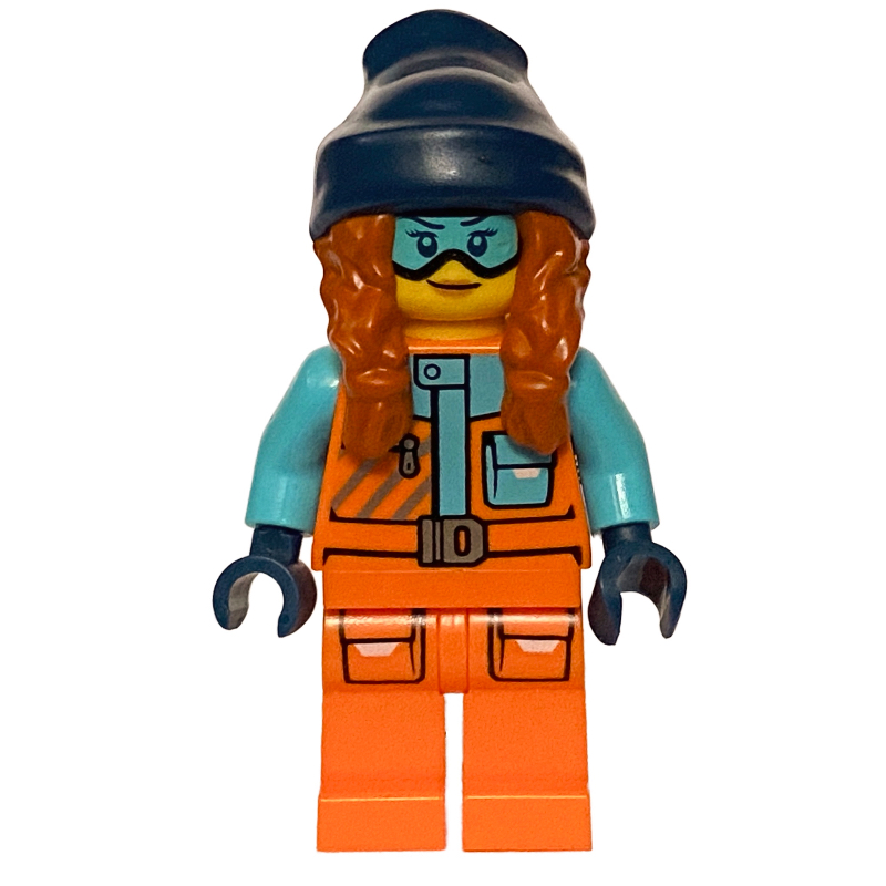 LEGO Arctic Explorer, Tina Tarantula, Orange Suit, Dark Blue Beanie Hat with Hair (fig-013970)