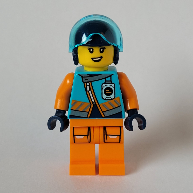 LEGO Arctic Explorer Pilot, Iris Icicle, Medium Azure and Orange Suit, Dark Blue Helmet (fig-013974)