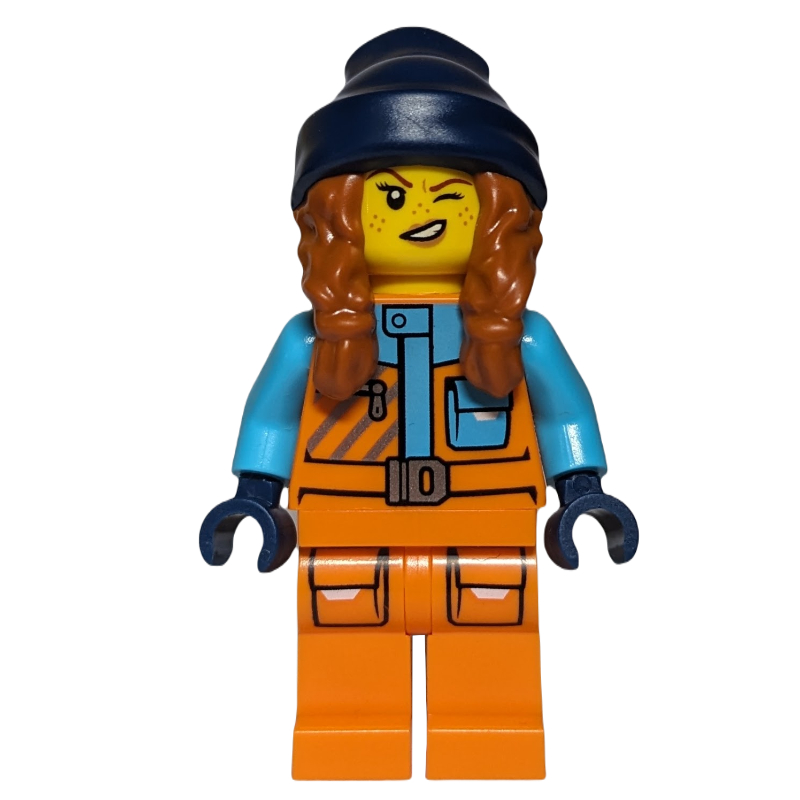LEGO Arctic Explorer, Tina Tarantula, Orange Suit, Dark Blue Beanie with Hair (fig-013975)