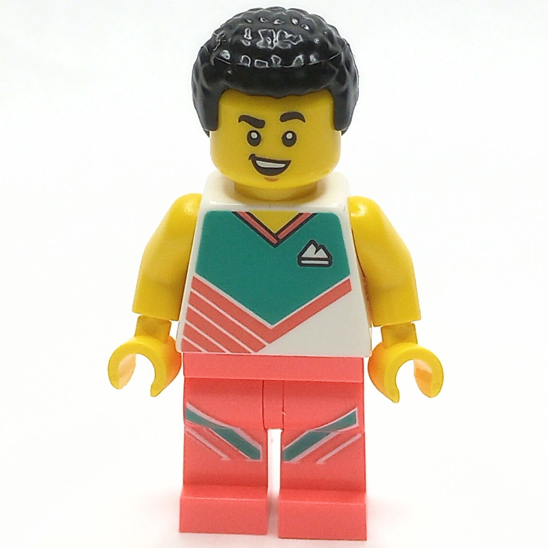 LEGO Man, Coral and White Workout Outift, Black Hair (fig-013986)