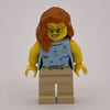 Woman, Bright Light Blue Torso, Tan Legs, Dark Orange Hair