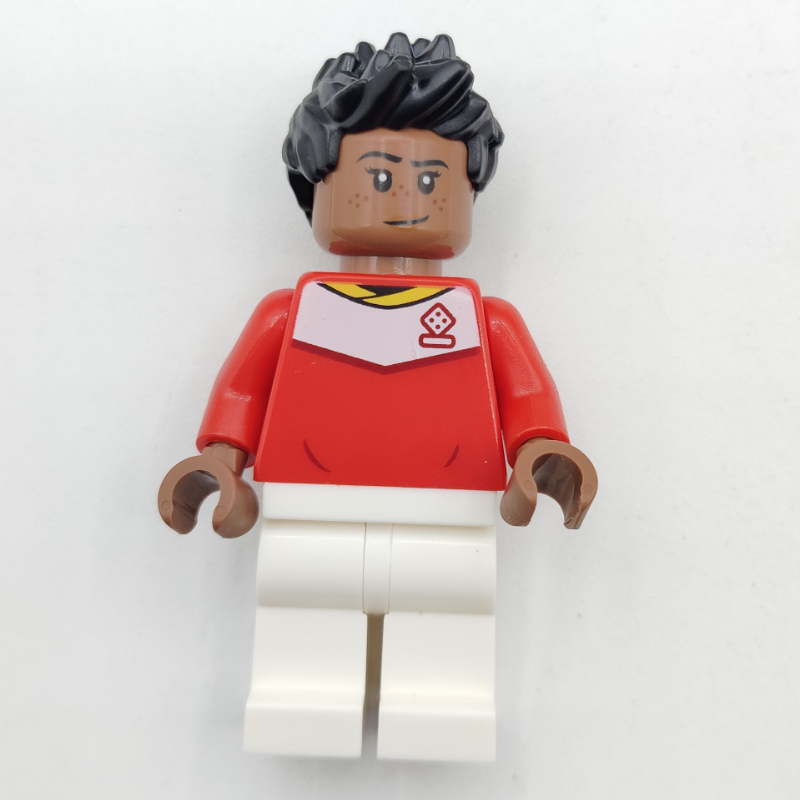 LEGO Soccer Fan, Red Soccer Jersey, Black Hair (fig-014012)
