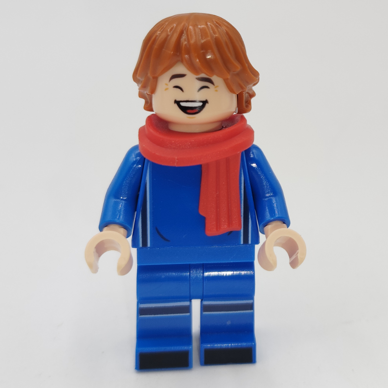 LEGO Soccer Fan, Blue Soccer Kit, Red Scarf, Dark Orange Hair (fig-014015)