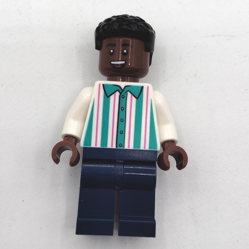 LEGO Soccer Fan, White and Dark Turquoise Striped Shirt (fig-014018)