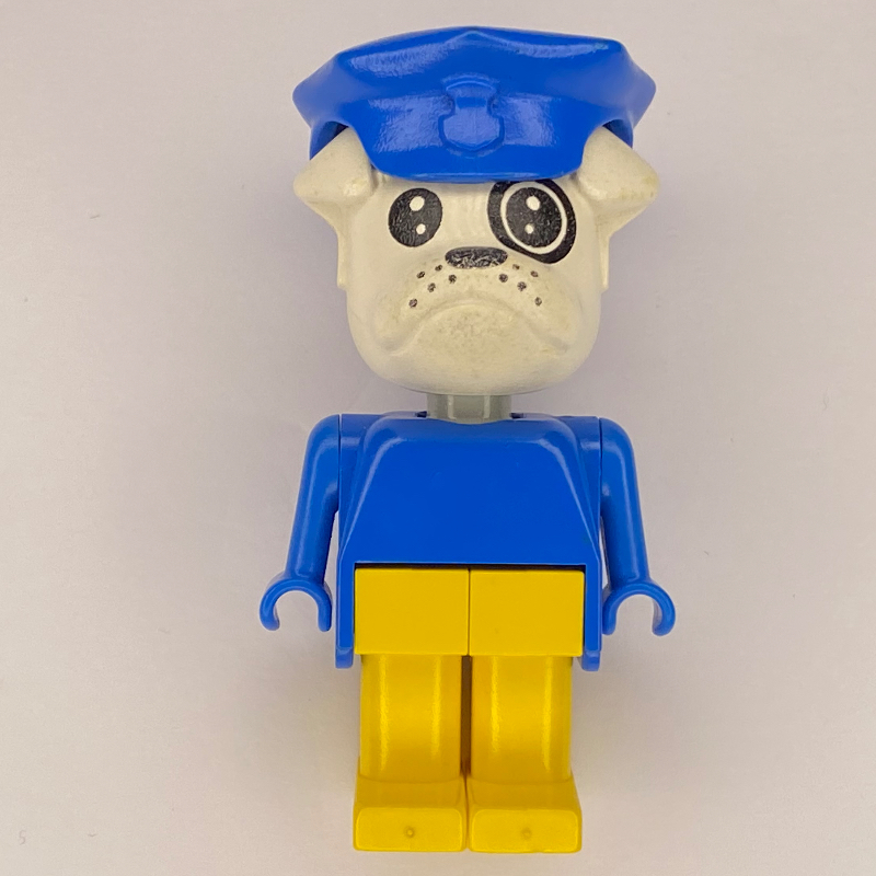 LEGO Boris Bulldog, White Head, Blue Torso, Yellow Legs, Blue Police Hat (fig-014133)