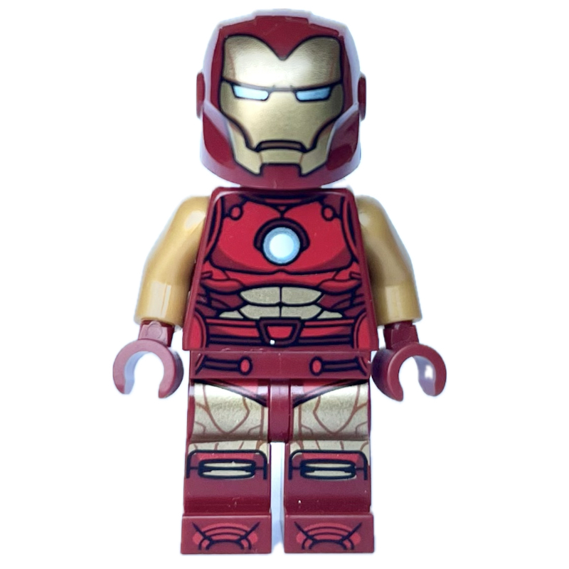 LEGO Iron Man, Pearl Gold Arms, Round Arc Reactor, Full Helmet (fig-014185)