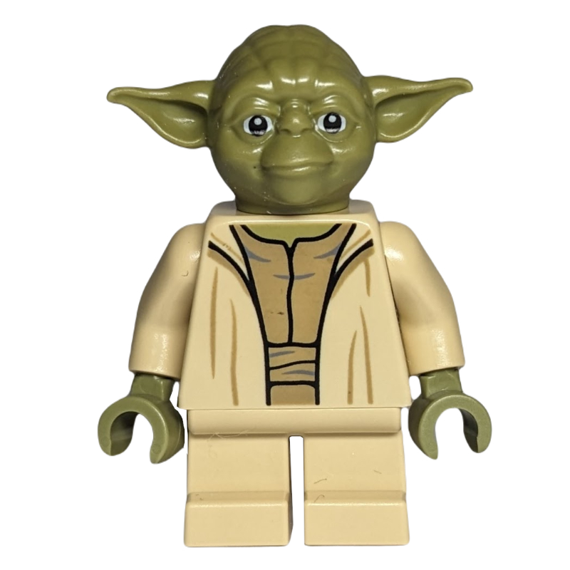 LEGO Yoda, Olive Green Head, Dark Tan Undershirt, Thin Creases (fig-014192)