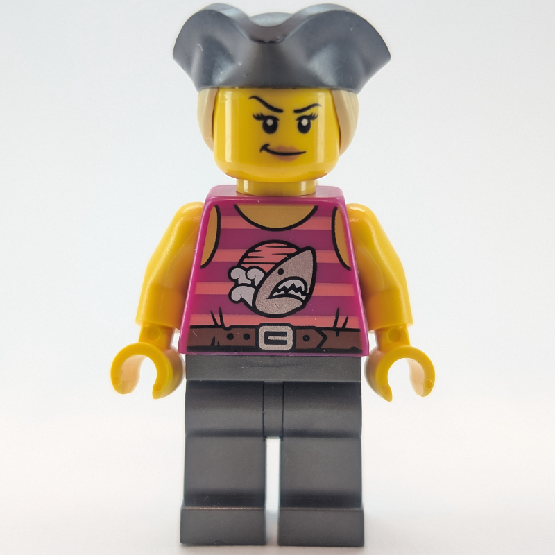 LEGO Race Driver - Magenta Torso, Pearl Titanium Legs, Black Pirate Hat (fig-014231)