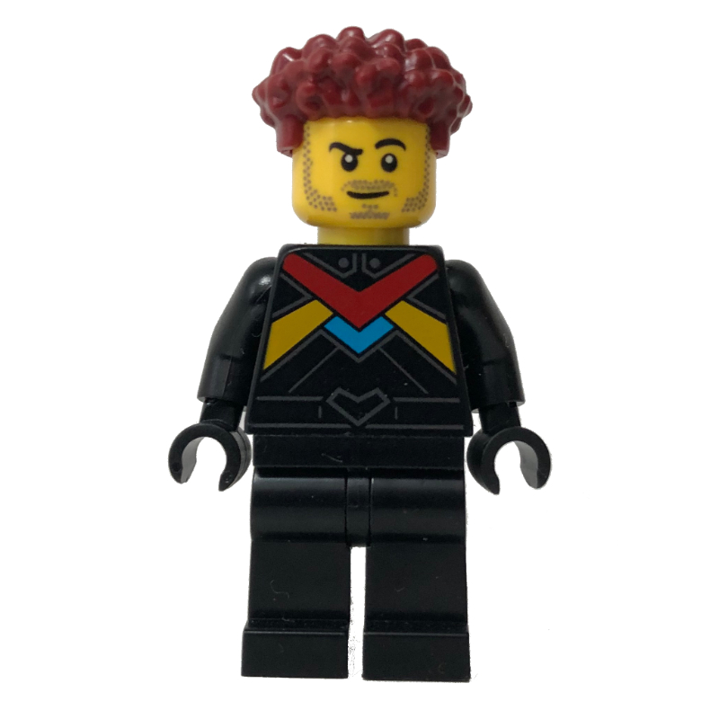 LEGO Race Driver - Black Torso, Black Legs, Dark Red Hair (fig-014232)