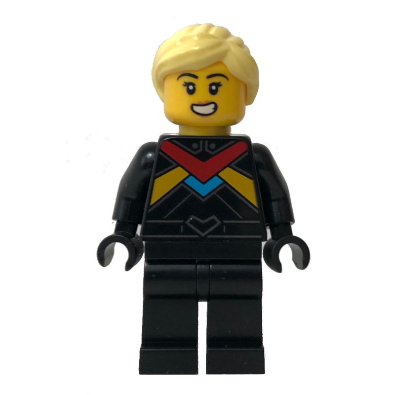LEGO Race Driver - Black Torso, Black Legs, Bright Light Yellow Hair (fig-014234)