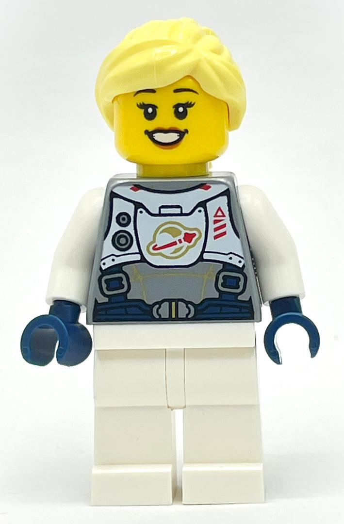 LEGO Astronaut, Female, Flat Silver Torso, White Legs, Bright Light Yellow Hair (fig-014236)