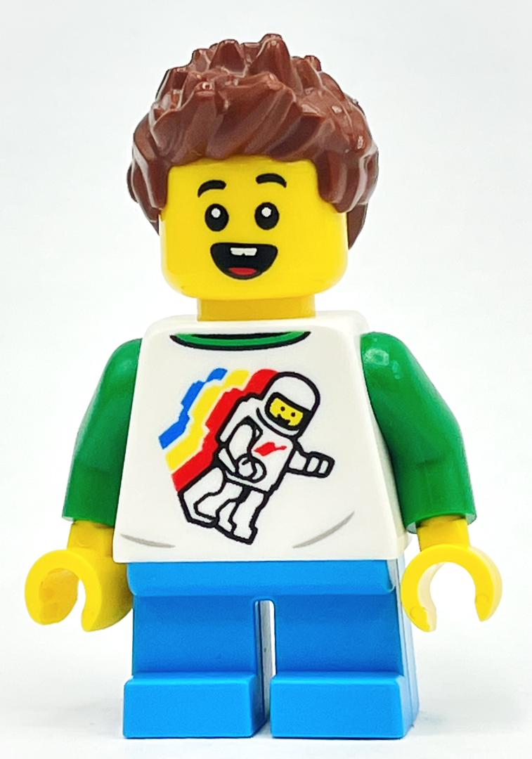 LEGO Kid - White Tors, Dark Azure Legs, Reddish Brown Hair (fig-014238)