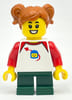 Kid - White Torso, Dark Green Legs, Dark Orange Hair