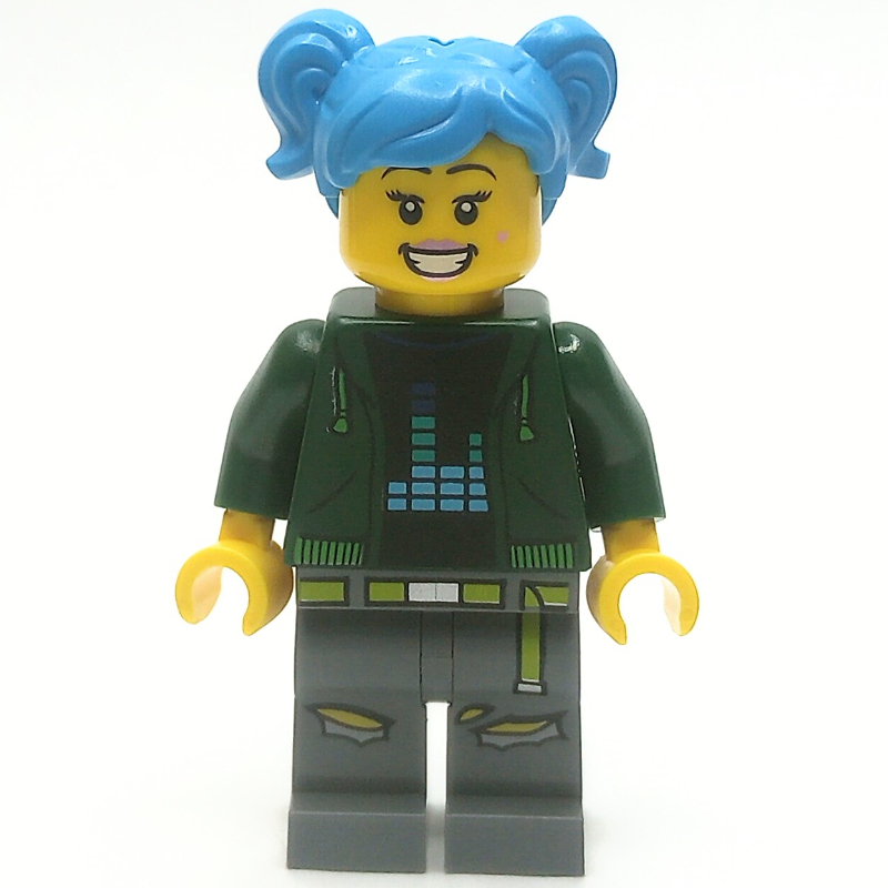 LEGO Dark Green Torso, Dark Bluish Grey Legs, Dark Azure Hair (fig-014240)