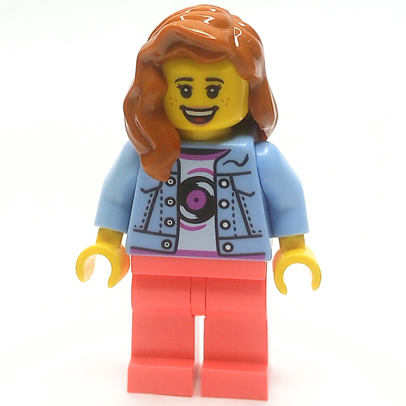 LEGO Bright Light Blue Torso, Coral Legs, Dark Orange Hair (fig-014241)