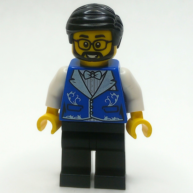LEGO Blue Torso, Black Legs, Black Hair (fig-014245)