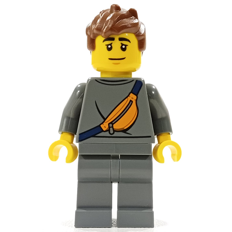 LEGO Man, Dark Bluish Gray Tracksuit, Fanny Pack (fig-014320)
