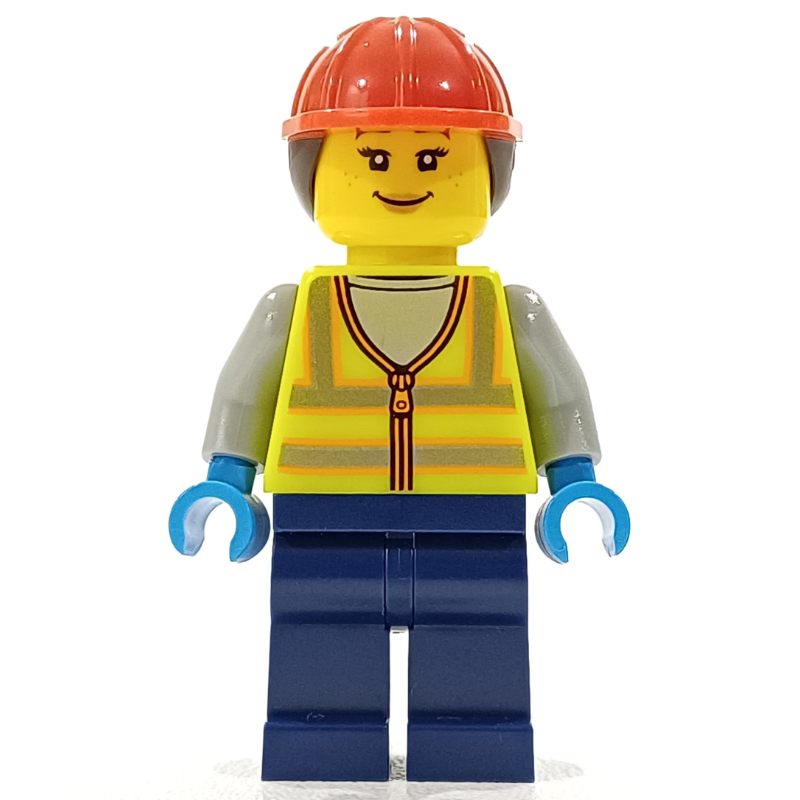 LEGO Ground Crew, Vibrant Yellow Safety Vest, Ponytail (fig-014321)