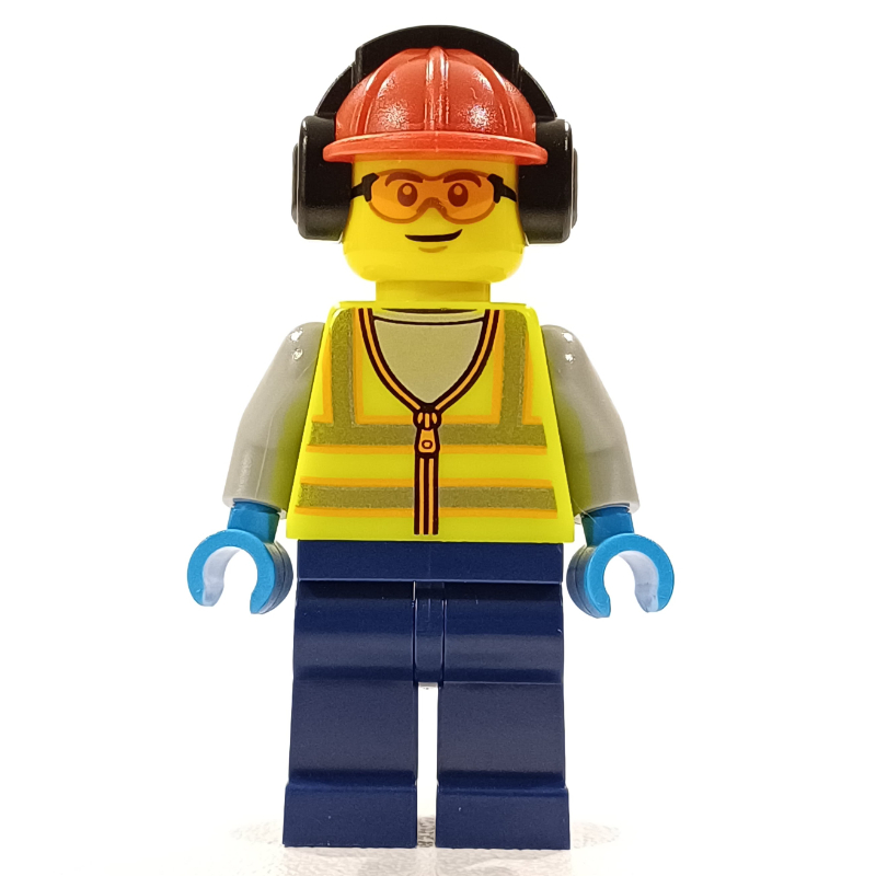 LEGO Ground Crew, Vibrant Yellow Safety Vest, Ear Defenders (fig-014322)