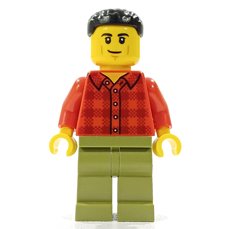 LEGO Man, Red Plaid Shirt, Olive Green Legs (fig-014323)