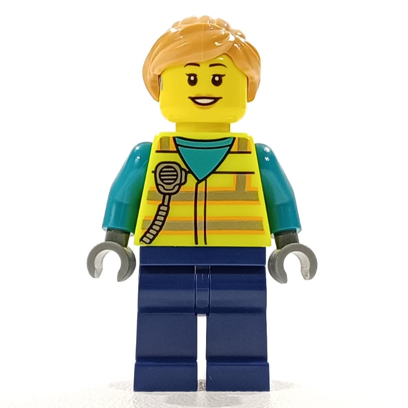 LEGO Ground Crew, Vibrant Yellow Safety Vest, Nougat Hair (fig-014324)