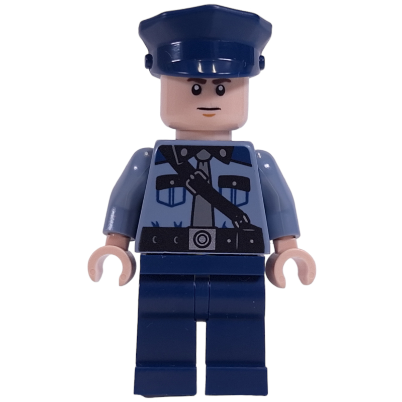 LEGO Guard, Sand Blue Torso, Dark Blue Legs, Dark Blue Cap, Light Nougat Head (fig-014342)