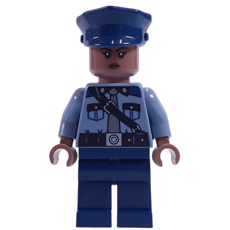 LEGO Guard, Sand Blue Torso, Dark Blue Legs, Dark Blue Cap, Medium Brown Head (fig-014343)