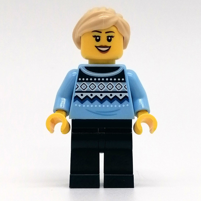 LEGO Bright Light Blue Torso, Dark Blue Legs, Tan Hair (fig-014423)