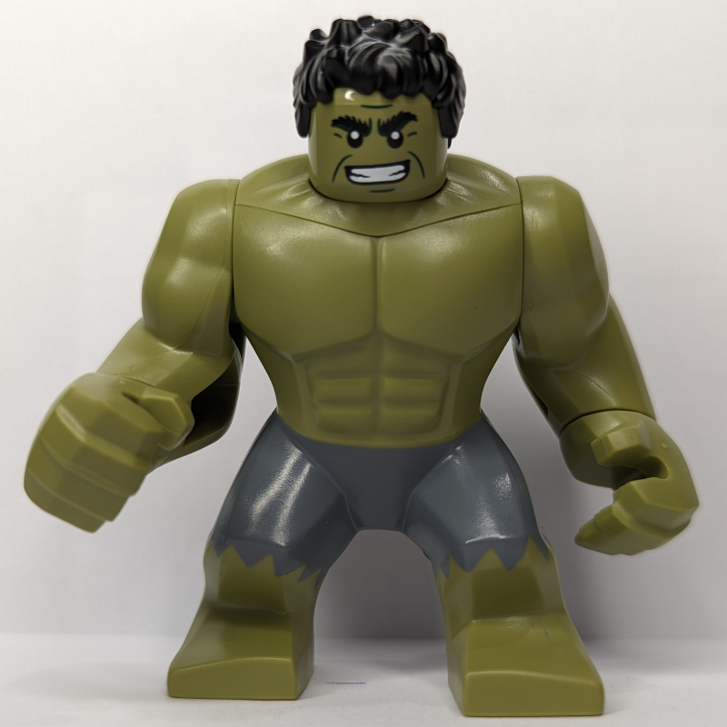 LEGO Hulk (Big Fig), Black Hair, Removable Head, Sand Blue Pants, Smiling (fig-014429)
