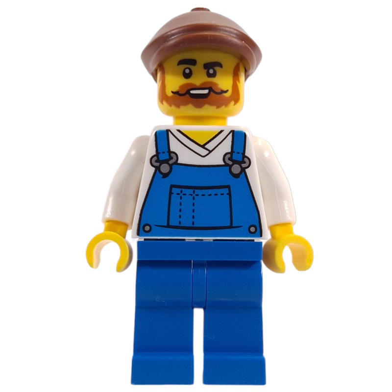 LEGO Window Cleaner, Blue Overall, Reddish Brown Cap (fig-014463)