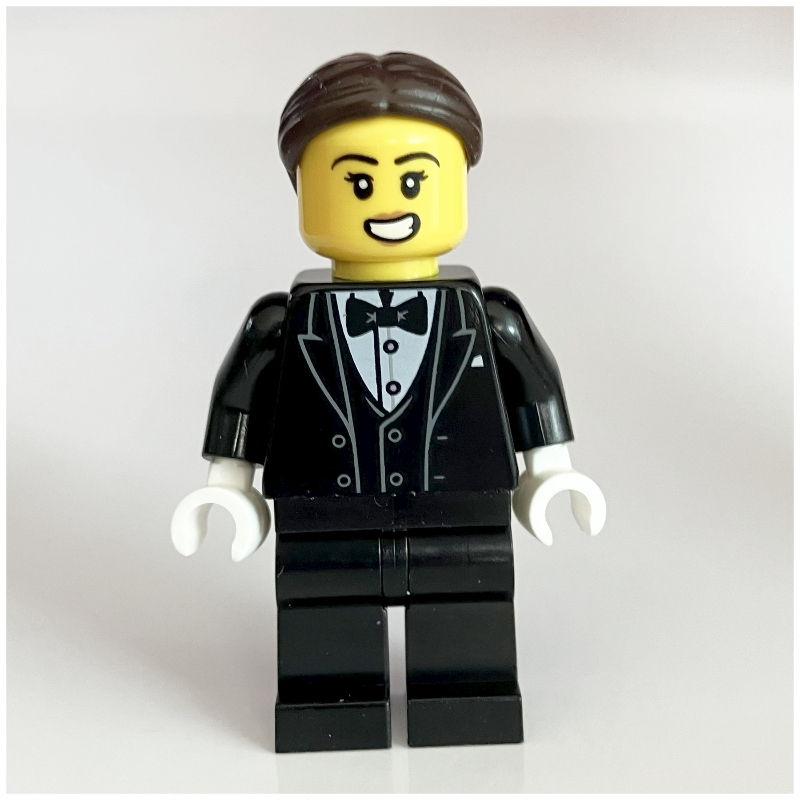 LEGO Waiter, Black Tuxedo, Dark Brown Hair (fig-014477)